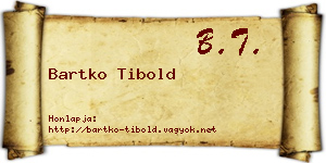 Bartko Tibold névjegykártya